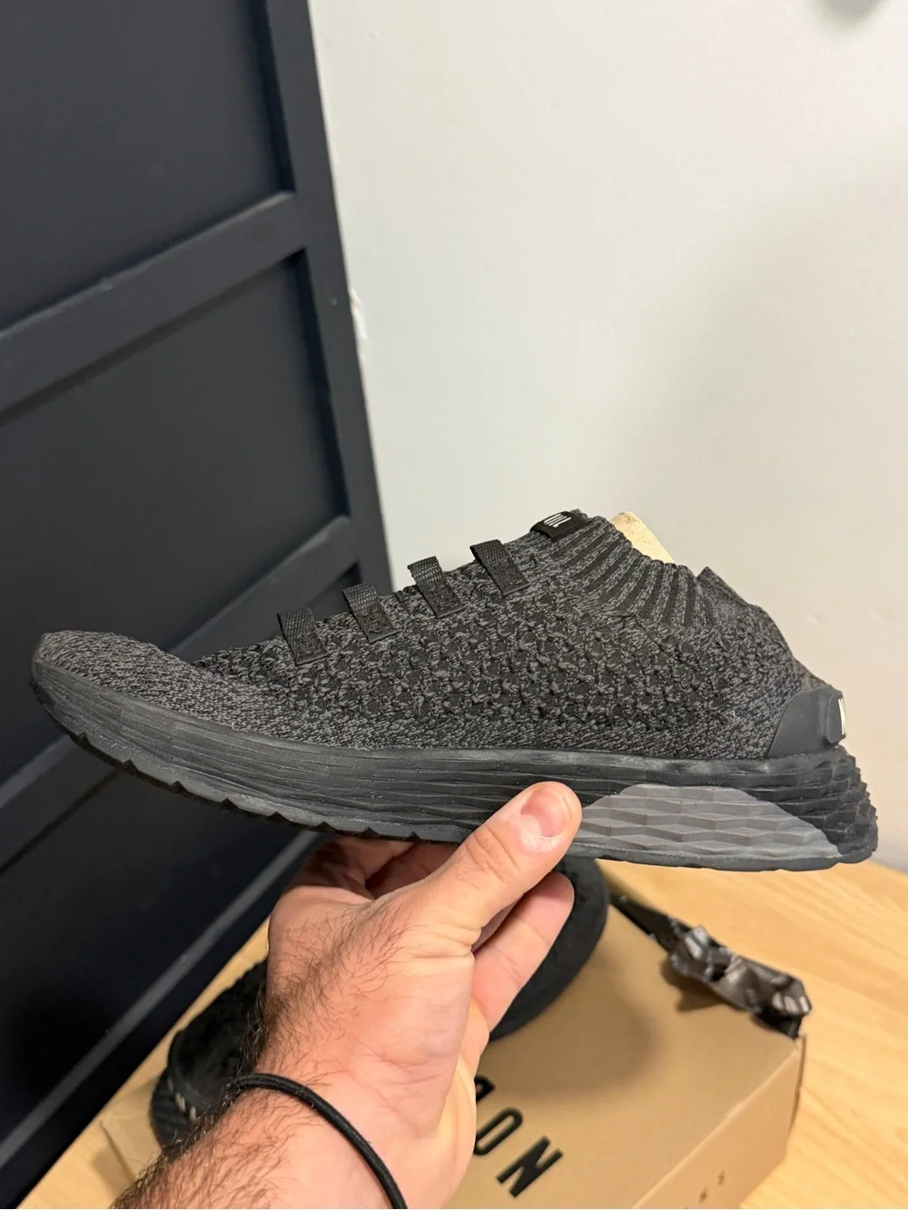 NOBULL Black Knit Slip-On Running Shoes